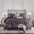7 Piece Tufted Comforter Set Plum Queen Queen Plum Polyester