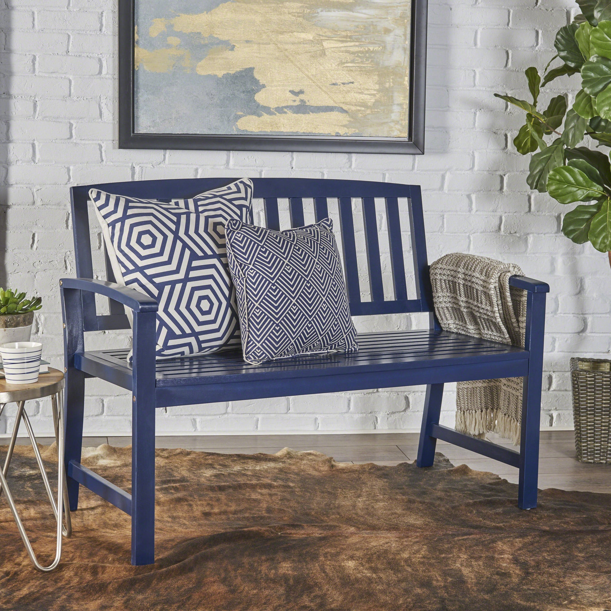 Loja Bench Blue Acacia Wood