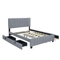 Queen Size Velvet Upholstered Platform Bed With 2 Drawers And 1 Twin Xl Trundle Gray Queen Gray Upholstered