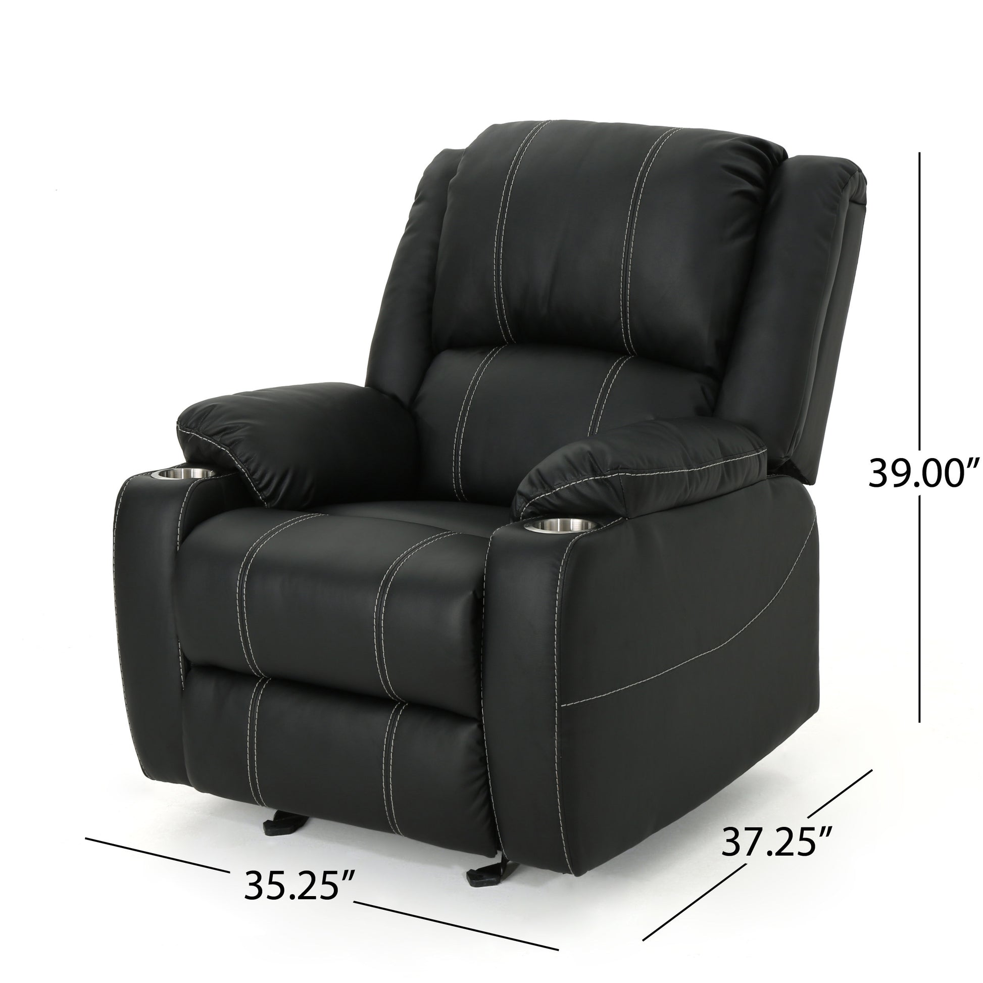 Glider Recliner With Steel Cup Holders Black Pu