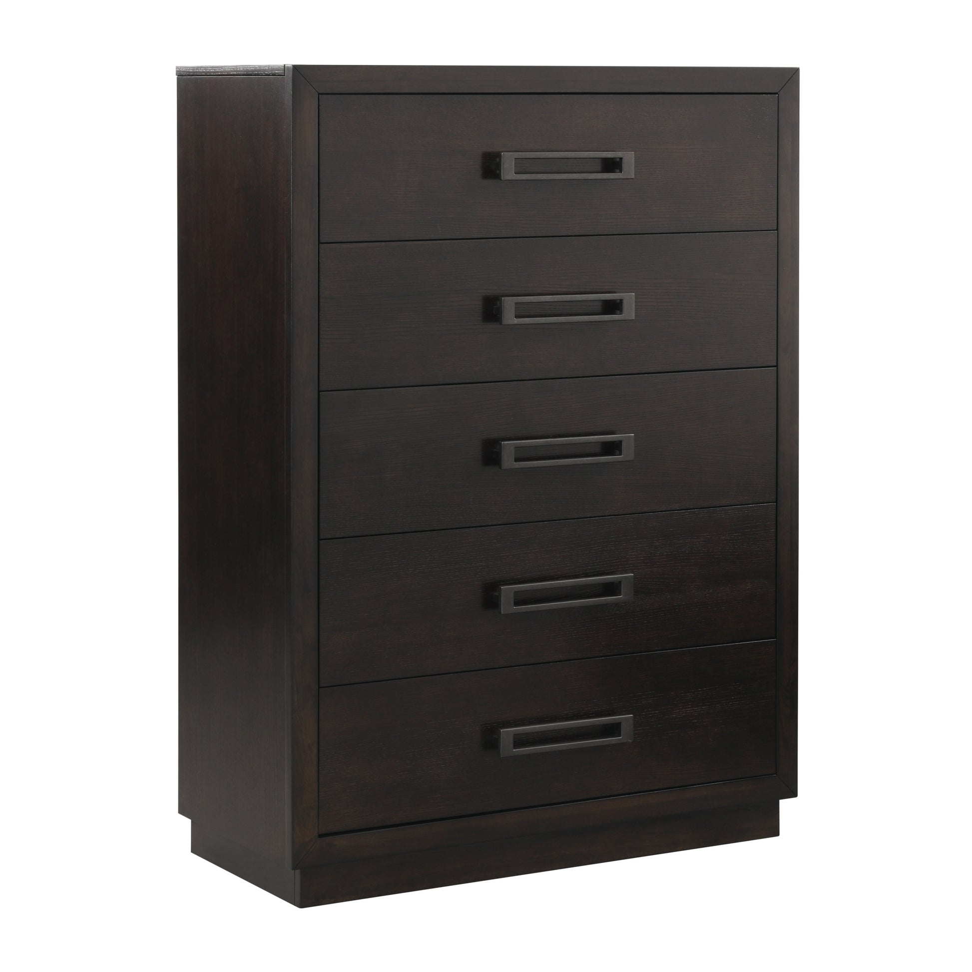 Modern Bedroom Furniture 1Pc Chest Of 5X Drawers Charcoal Finish Stylish Gunmetal Tone Handles Charcoal Bedroom Modern Wood