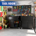 2 Door 1 Drawer Tool Cabinets For Garage, Lockable Garage Storage Cabinet, Locking Metal Storage Cabinet With Wheels, Rolling Tool Chest, Assembly Required H35.4*W30.3*D18 Black American