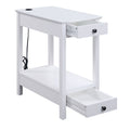 White Storage Accent Table With Usb White White Primary Living Space Modern Drawers Rectangular Wood
