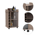 Dukat Bar Cart,Two Shelves, Six Built In Wine Rack, Four Casters Light Gray Gray Dining Room Modern Particle Board Particle Board