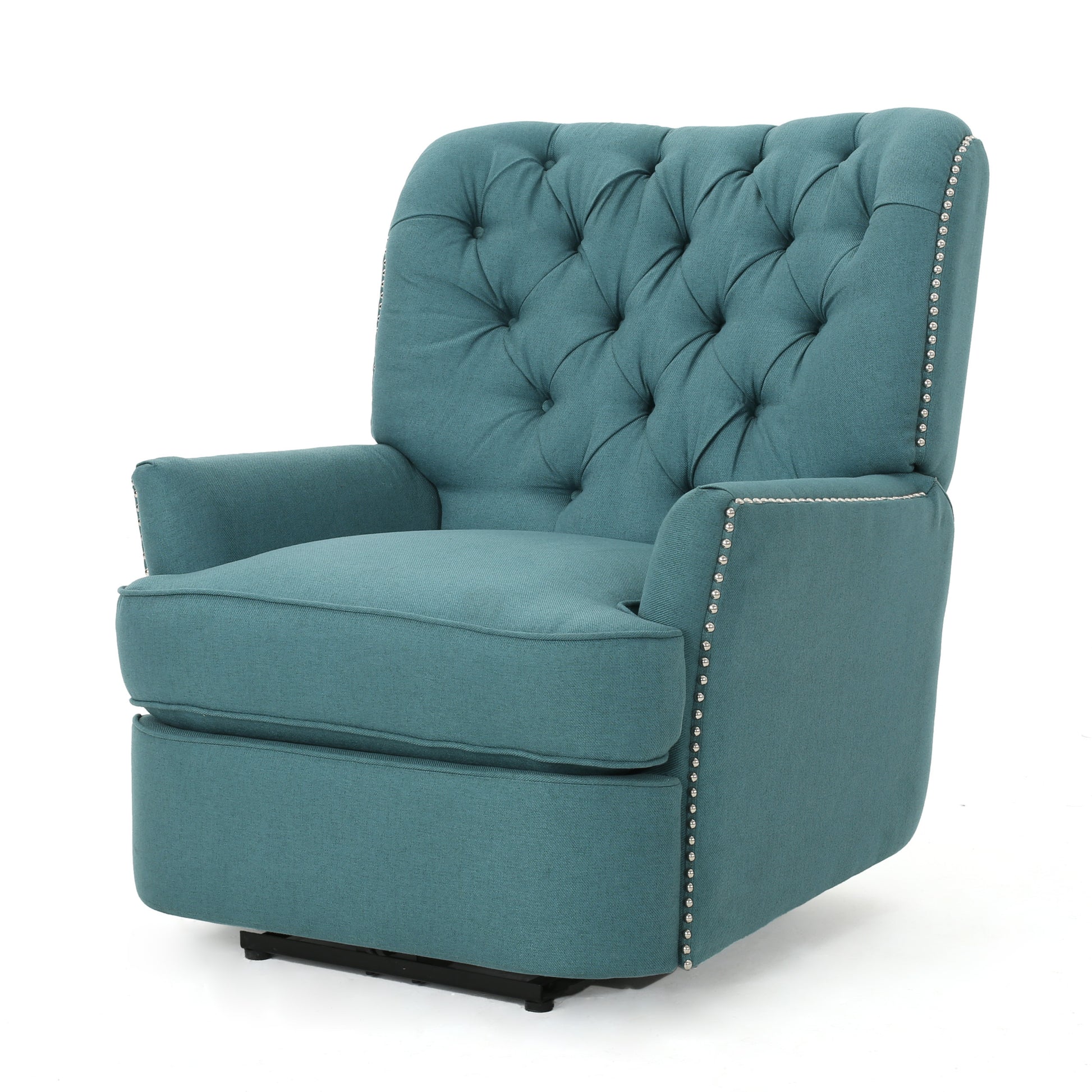 Indulge In Supreme Comfort: Electric Recliner Chair With Elegant Copper Accents And Soft Teal Upholstery Teal Fabric