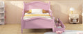 Twin Size Wood Platform Bed With Guardrails On Both Sides And Two Storage Drawers ,Pink Twin Pink Wood