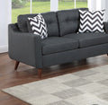 Modern Cozy Sofa Loveseat W Pillows 2Pc Sofa Set Black Polyfiber Couch Tufted Cushions Living Room Black Primary Living Space Firm Tufted Back Contemporary,Modern Pine Square Arms Linen Blend,Pine,Plywood 5 Seat
