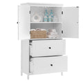 Bathroom Storage Cabinet, Cabinet With Two Doors And Drawers, Adjustable Shelf, Mdf Board, White White Mdf