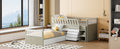 L Shaped Space Saving Twin Loft And Twin Platform Bed With 7 Drawers And Full Guardrails White Light Brown Twin Brown White Solid Wood