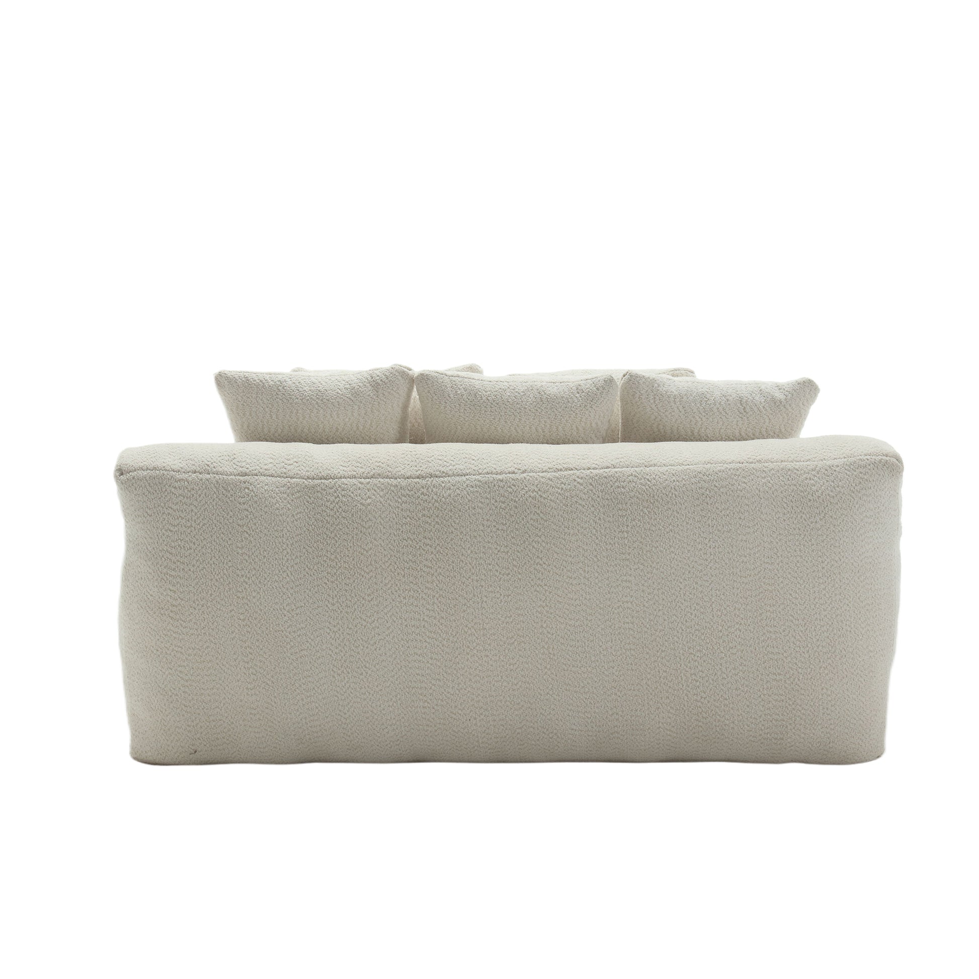 Coolmore Chenille 2 Seater Lazy Sofa With 5 Back Pillows,Comfy Sofa Deep Seat Couch For Living Room,Club White White Chenille 2 Seat