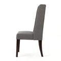 Dining Chair Dark Grey Wood Fabric