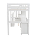 Twin Size Loft Bed Frame With Built In Desk And Double Storage Drawers,White Twin White Solid Wood Mdf