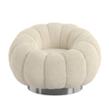 Lillie White Pumpkin Swivel Accent Chair White Foam Solid Wood