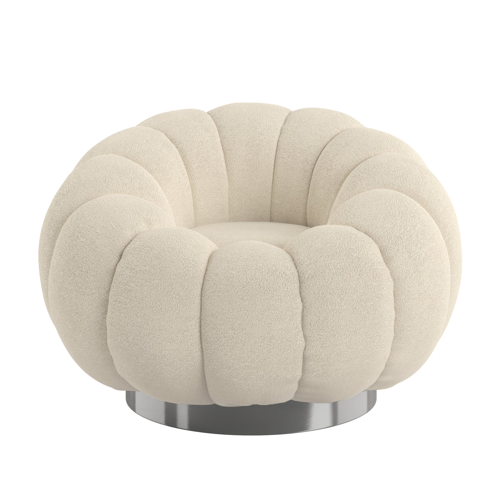 Lillie White Pumpkin Swivel Accent Chair White Foam Solid Wood