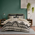 3 Piece Cotton And Flax Linen Blend Comforter Set Natural King Cal King King White Black Cotton