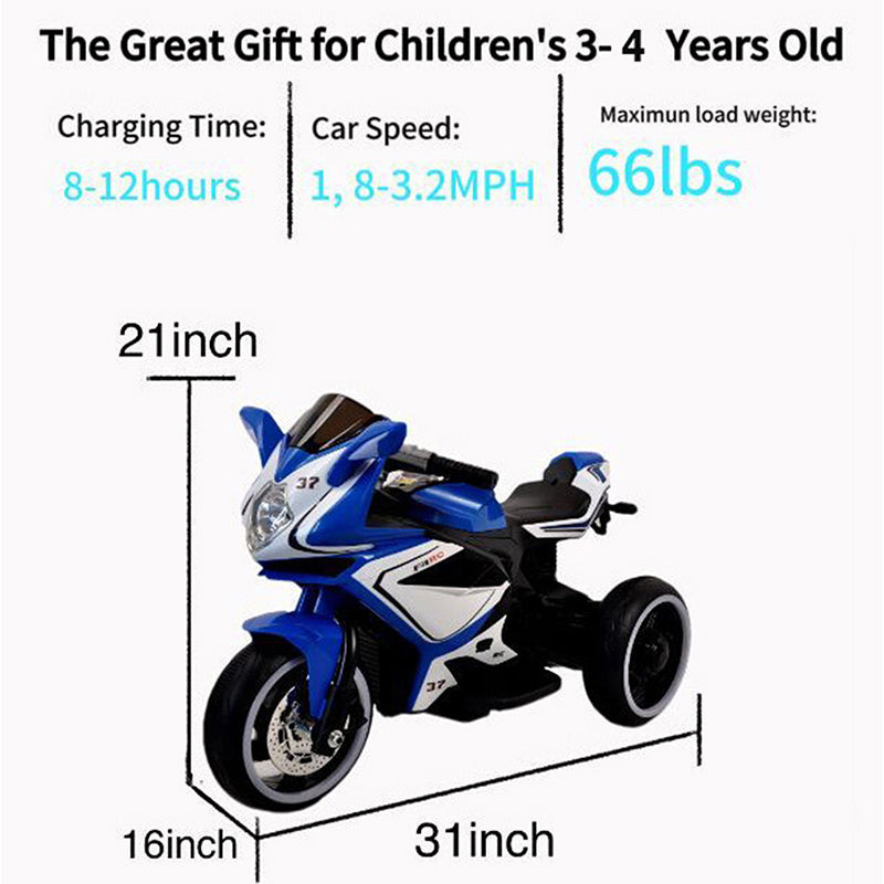 Tamco 6V Kids Electric Motorcycle Small Kids Toys Motorcycle Kids Electric Car Electric Ride On Motorcycle For 3 4 Years Boys Blue Plastic Indoor & Outdoor Use