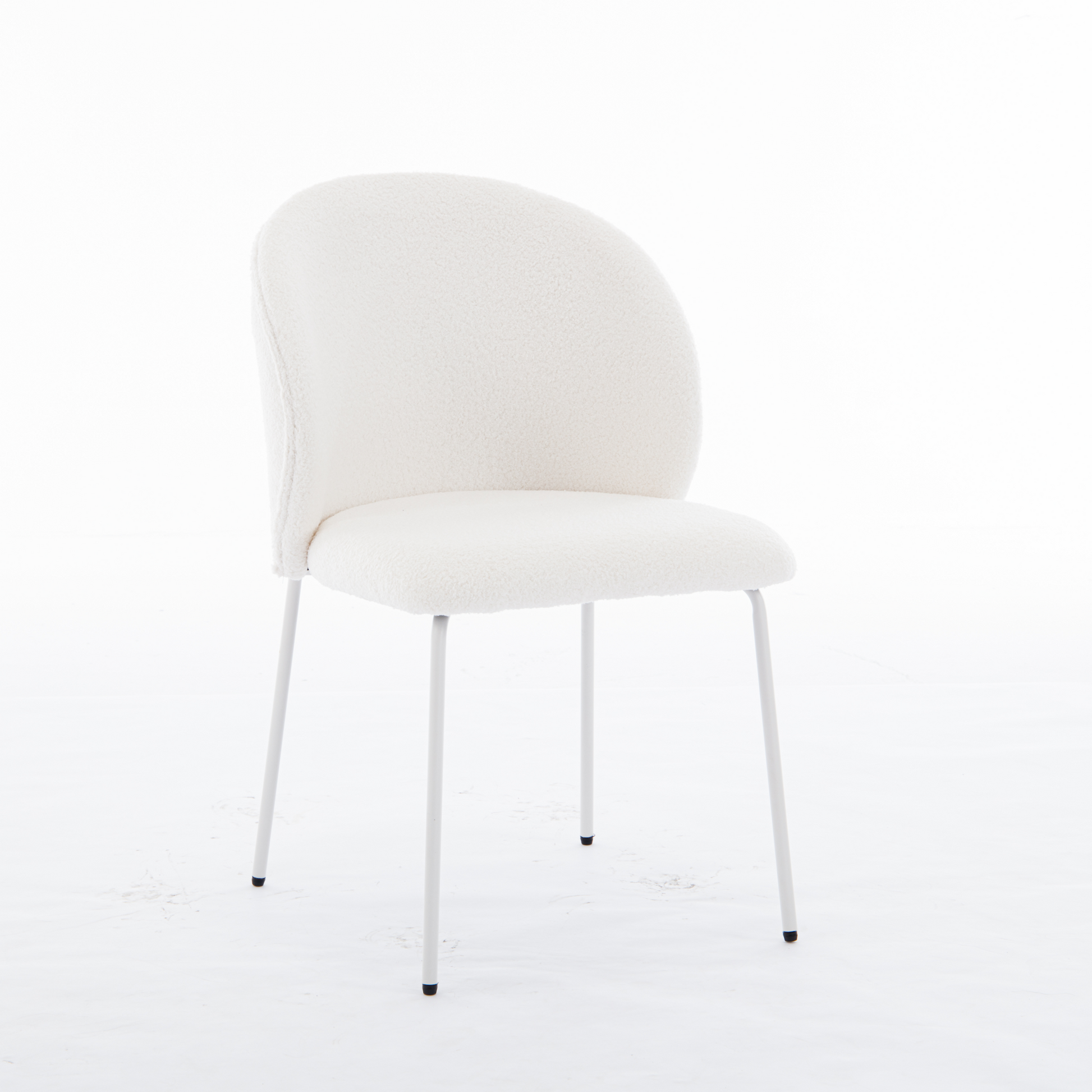 Heng Ming Iron Footed Dining Chair With Adjustable Foot Pads. Suitable For Dining Room, Living Room, Study Room,Set Of 2 White Wood