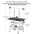 46 Inch Foldable Dog Grooming Table For Home With Adjustable Arm, Noose, Non Slip Surface, And Storage Mesh Tray Black Mdf Metal
