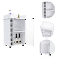 Dukat Bar Cart,Two Shelves, Six Built In Wine Rack, Four Casters White White Dining Room Modern Particle Board Particle Board