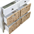 White 6 Drawer Console Cabinet Freestanding 5 Or More Drawers Wicker White Primary Living Space Drawers Included Transitional Mdf