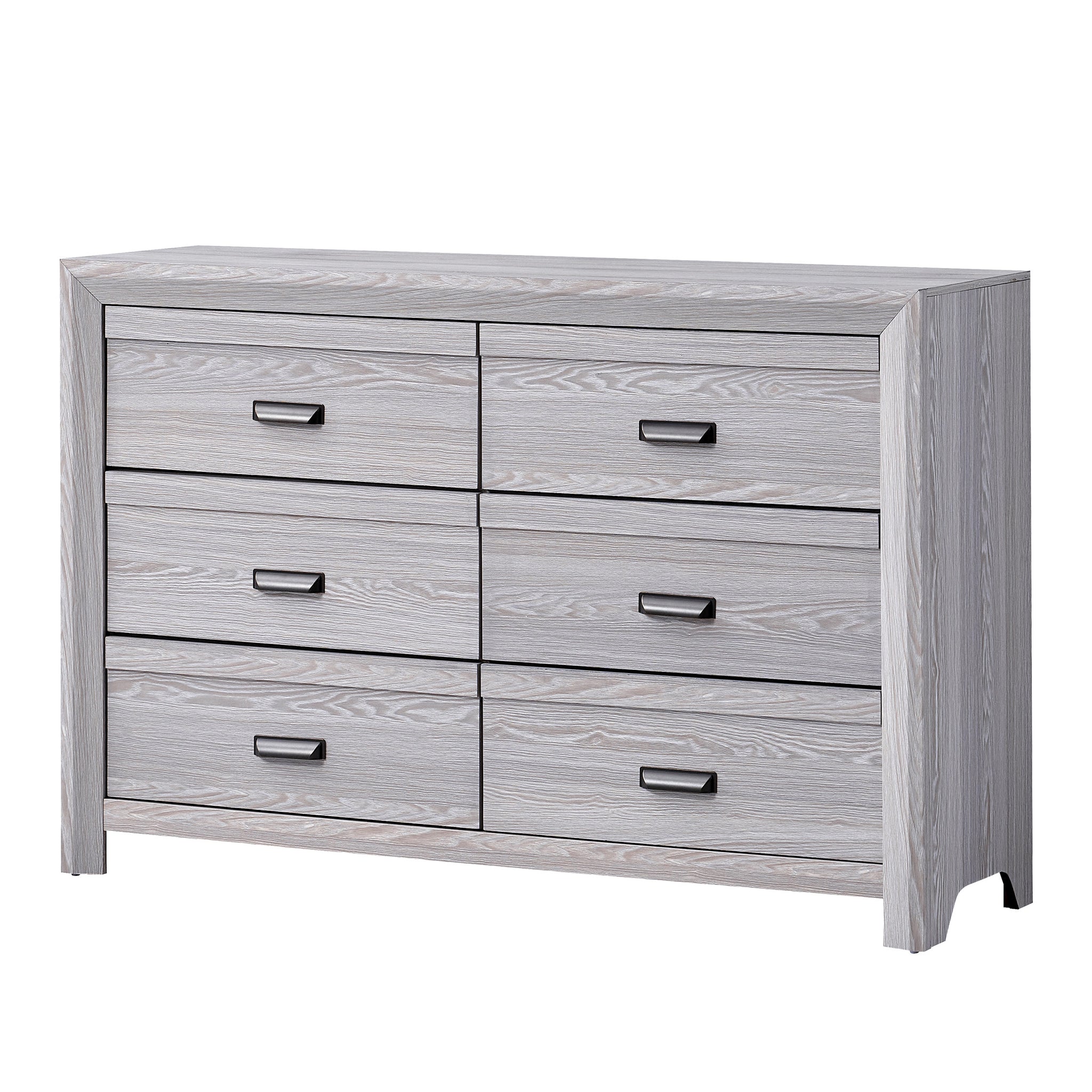 1Pc Contemporary Six Drawers Dresser Gray Driftwood Finish Rustic Finish Bedroom Wooden Furniture Gray Bedroom Contemporary,Rustic Wood