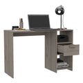 Arlington Computer Desk With 2 Open Storage Shelves And Drawer With Handle Gray Computer Desk Office Contemporary Rectangular Drawers Computer Tables Rectangular Melamine Engineered Wood