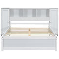 Full Size Platform Bed With Storage Headboard And Lockers, White Full Box Spring Not Required White Wood Bedroom Solid Wood Mdf