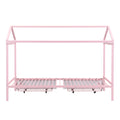 Twin Xl To King Metal Twin Size House Platform Bed With 2 Drawers, Pink Box Spring Not Required Twin Xl Pink Metal Bed Frame Metal