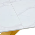 Table And Chair Set, The Table Is Equipped With A Marble Patterned Mdf Tabletop And Gold Table Legs.The Chair Is Equipped With Pu Synthetic Leather High Back Cushion And Gold Coated Metal Legs. Gold White Seats 4 Mdf Metal