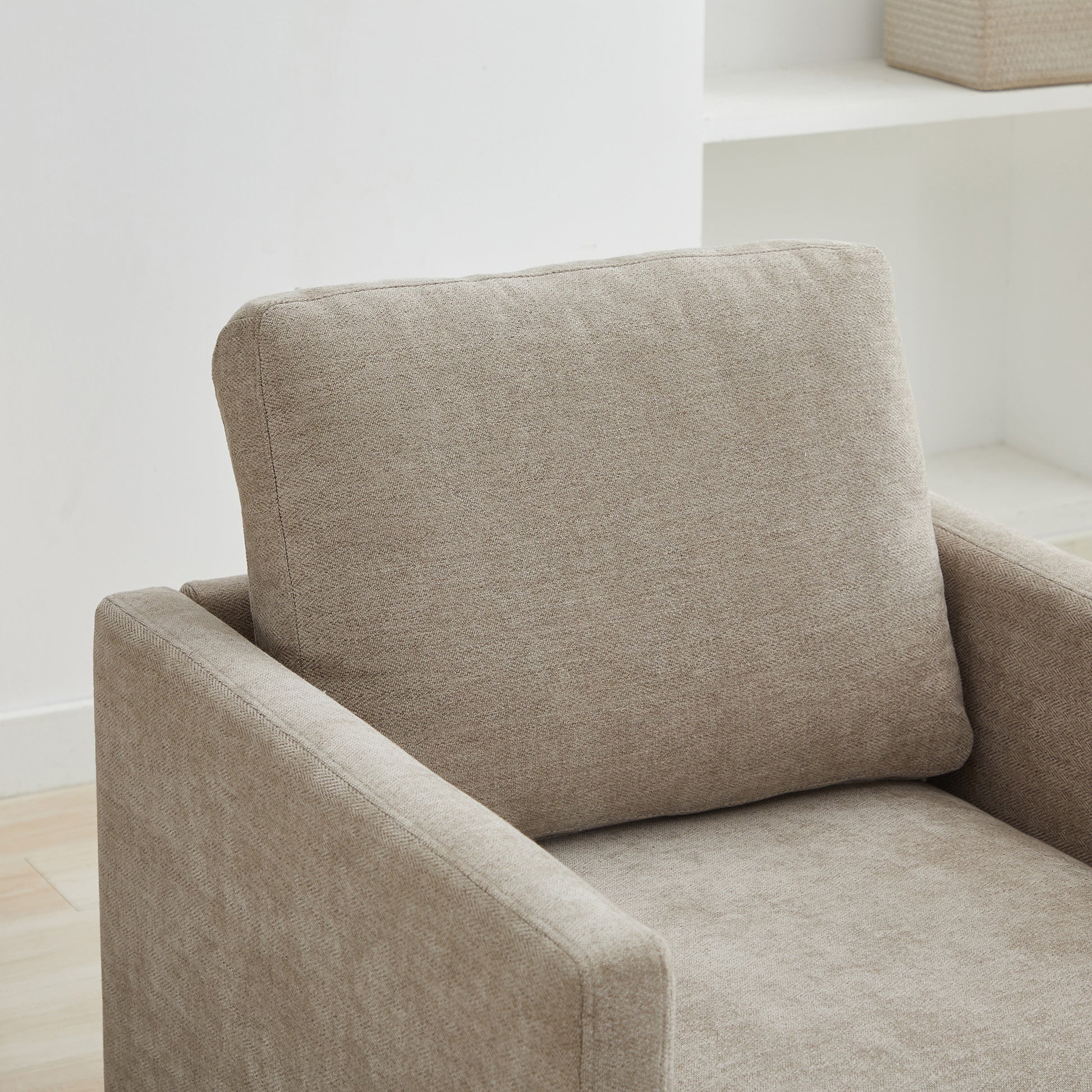 30.7"W Square Upholstered Swivel Accent Chair And Comfy Accent Single Sofa Chair, 360 Degree Club Chair, Lounge Armchair For Living Room Bedroom Apartment Nursery.Taupe Taupe Chenille
