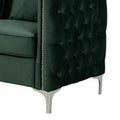 Joel Modern 2 Piece Sofa And Loveseat Living Room Set, Tufted Green Velvet Green Wood Fabric 5 Seat