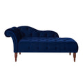 Samuel Tufted Roll Arm Chaise Lounge, Navy Blue Velvet Navy Blue Foam Velvet