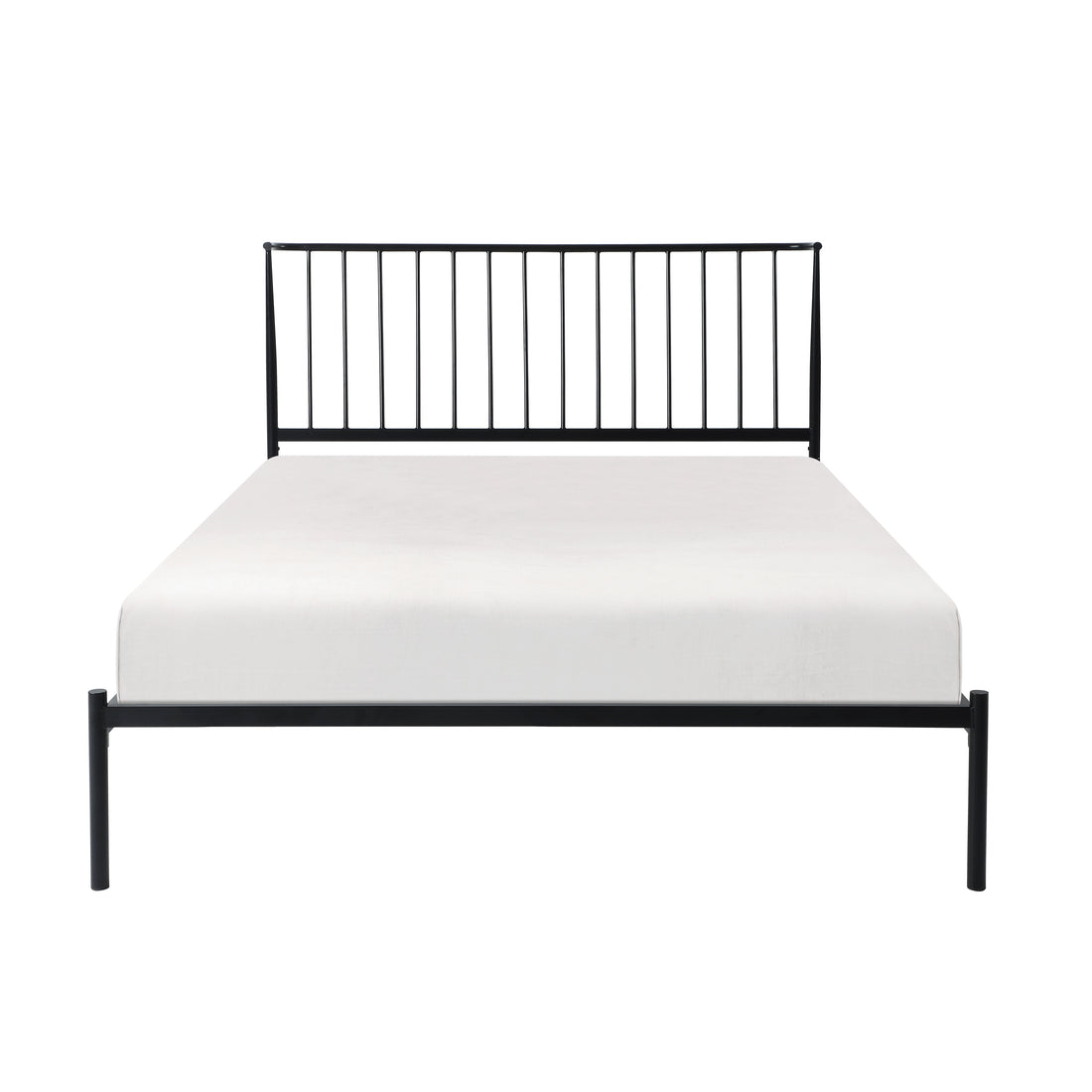 Metal Frame Queen Platform Bed Black Finish Angle Headboard Bedroom Furniture 1Pc Box Spring Not Required Queen Black Metal Bedroom Farmhouse,Mid Century Modern,Modern,Transitional Metal