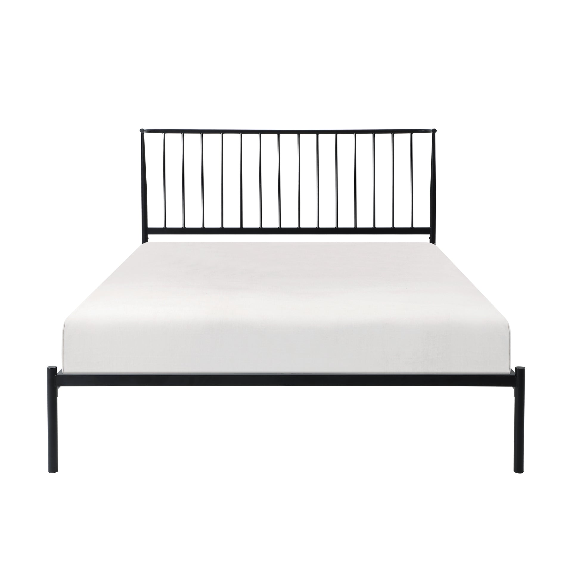 Metal Frame Queen Platform Bed Black Finish Angle Headboard Bedroom Furniture 1Pc Box Spring Not Required Queen Black Metal Bedroom Farmhouse,Mid Century Modern,Modern,Transitional Metal
