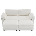 Free Combination Modular Convertible Sectional Sofa Bed Set, 4 Seat Upholstered Sleeper Corner Couch, Deep Seat Loveseat With Ottoman For Living Room, Office, Apartment,2 Colors White Chenille 4 Seat