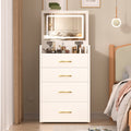 3 In 1 Vanity Desk With Open Top Mirror,Small Make Up Vanity Set With Visible Glass Desktop,Compact Makeup Vanity With 3 Drawers,Dressing Table For Bedroom White White Drawer 3 Drawers Bedroom Ball