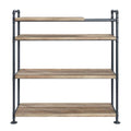 Oak And Sandy Black Bookshelf With 4 Shelves 4 Oak Open Back Wood Metal