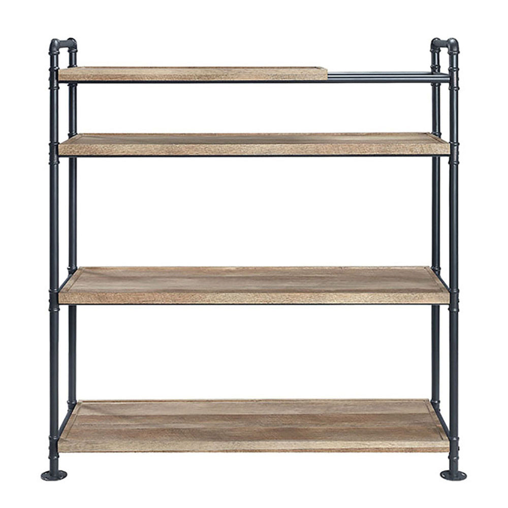 Oak And Sandy Black Bookshelf With 4 Shelves 4 Oak Open Back Wood Metal