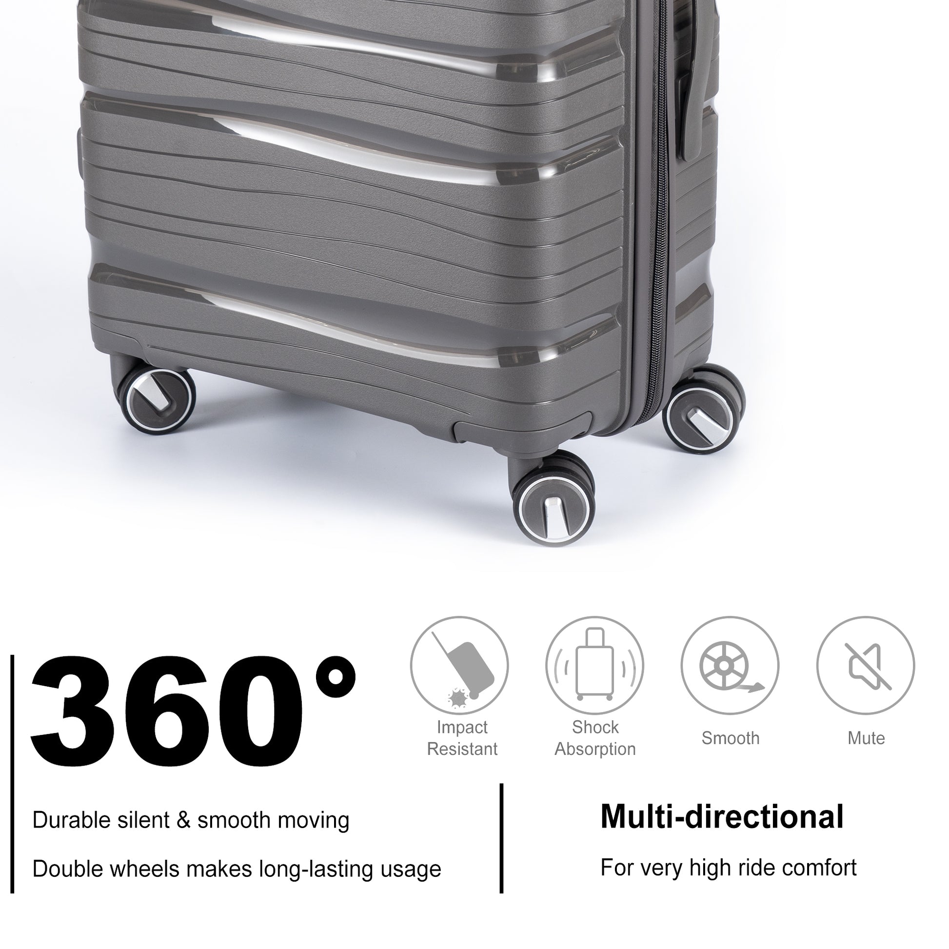 Hardshell Suitcase Spinner Wheels Pp Luggage Sets Lightweight Durable Suitcase With Tsa Lock,3 Piece Set 20 24 28 Dark Gray2302 Dark Grey Abs