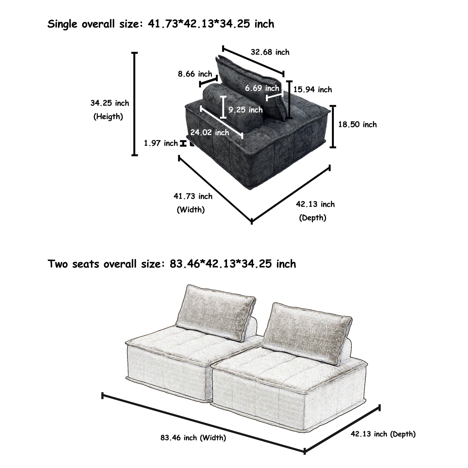 Luxury Chenille L Shaped Modular Sofa With Hidden Legs, Adjustable Cushions, And Spring Seats Perfect For Modern Living Room Black Color 5Pieces Black Chenille 5 Seat