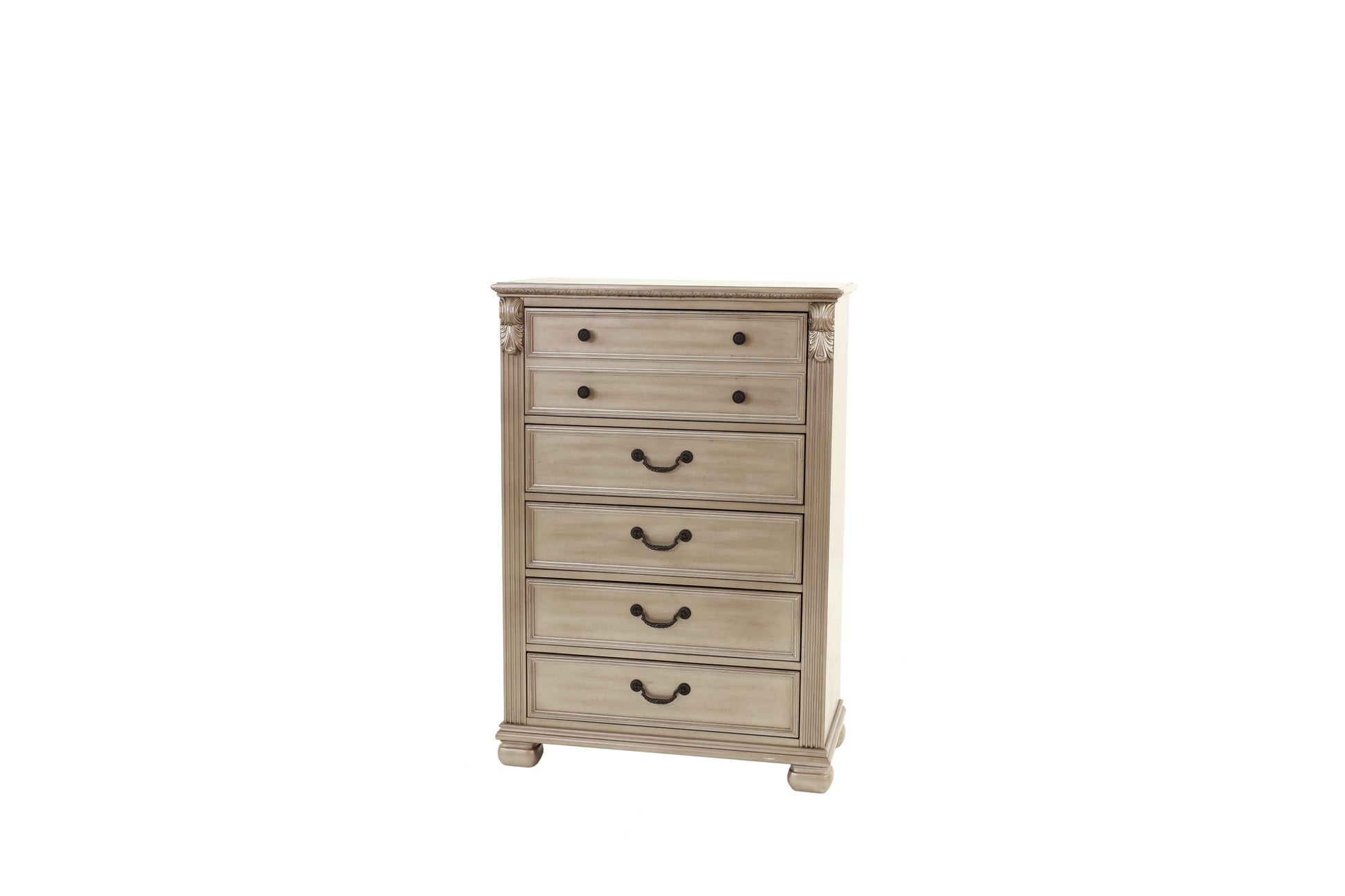 Antique Silver 1Pc Chest Of Drawers Storage Bedroom Furniture Traditional Classic Style Chest Antique Silver Bedroom Contemporary,Modern,Transitional Particle Board Mdf,Plywood