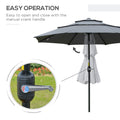 Outsunny 9Ft 3 Tiers Patio Umbrella Outdoor Market Umbrella With Crank, Push Button Tilt For Deck, Backyard And Lawn, Dark Gray Dark Grey Polyester