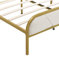 Full Size Metal Platform Bed With Upholstered Headboard And Footboard Box Spring Not Required Full Gold White Metal Bedroom Bed Frame Metal