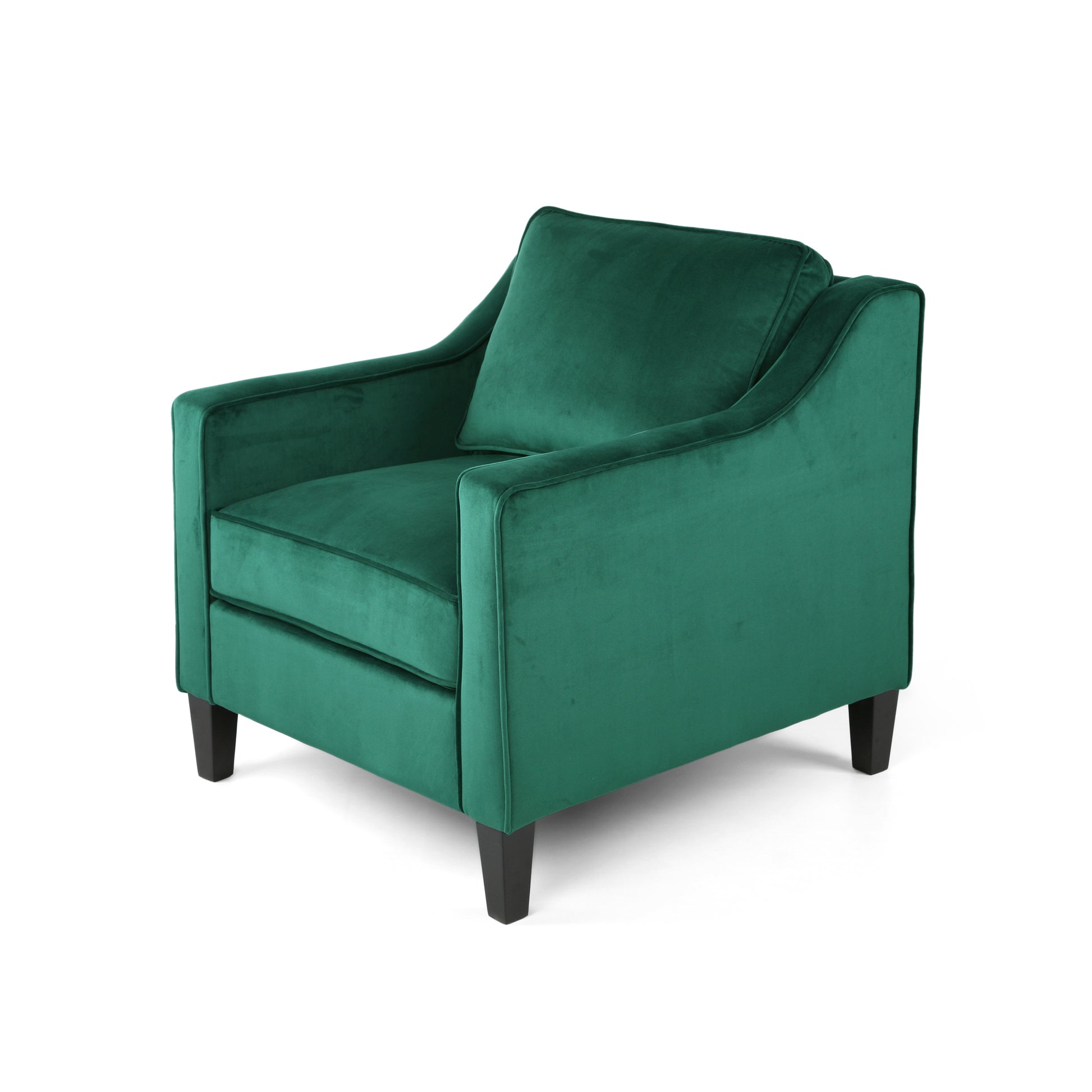 Velvet Club Chair, Green Green Velvet Wood Primary Living Space Cushion Back Casual,Contemporary Flared Arms Velvet 1 Seat