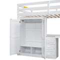 Twin Size Loft Bed With Wardrobe, Desk And Storage Drawers, White Twin White Pine