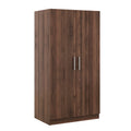 2 Door Wooden Wardrobe Armoire With 3 Storage Shelves, Brown Brown Solid Wood Mdf