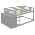 Full Over Full Bunk Bed With 4 Drawers And 3 Shelves Gray Full Gray Solid Wood