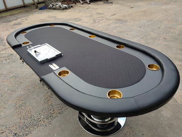 96" Poker Table For Casino Game Texas Holdem Oval Black With Waterproof Felt Chips Tray Drop Box Black Primary Living Space Modern Wood