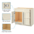 36 In. W X 21 In. D X 34.5 In. H In Antique White Plywood Ready To Assemble Floor Vanity Sink Base Kitchen Cabinet With Right Door Antique White Plywood