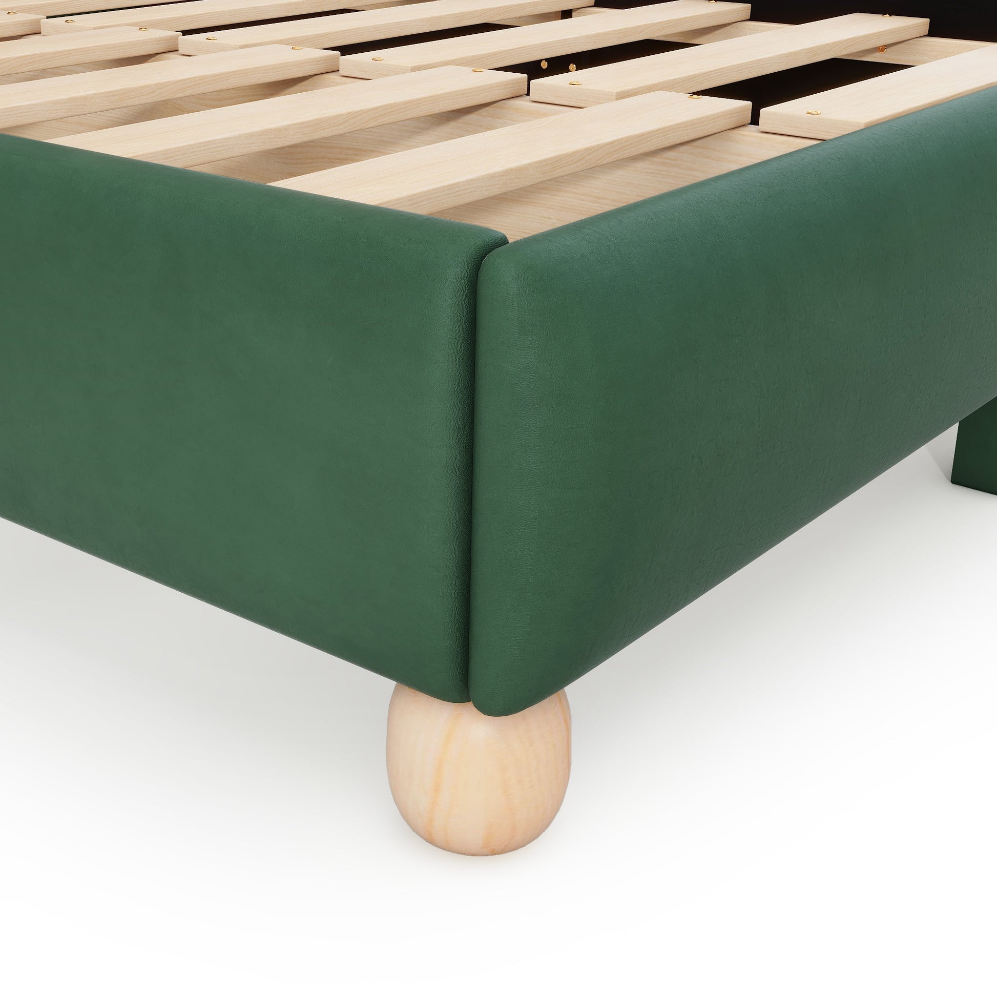 Full Size Upholstered Platform Bed With Support Legs,Green Green Upholstered